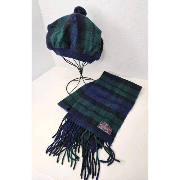 WOOL KNIT HAT AND SCARF SET BLACK 420828